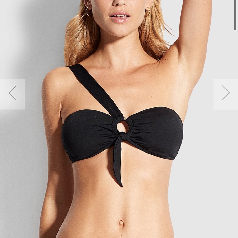 Seafolly - active front ring bandeau top - black US6